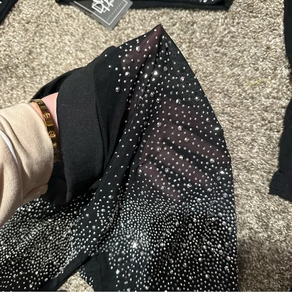 mesh rhinestone long sleeve and legging set - Picture 12 of 15